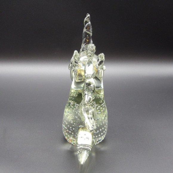 Vintage Hand Blown Art Glass Unicorn with Applied Mane & Applied Horn 7"H x 6"W - Picture 5 of 10